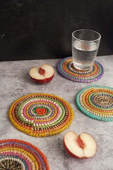 Unique graduation gifts include these handwoven coasters.