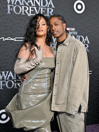 Rihanna's style evolution includes Rihanna and A$AP Rocky's matching outfits seen as the couple atte...