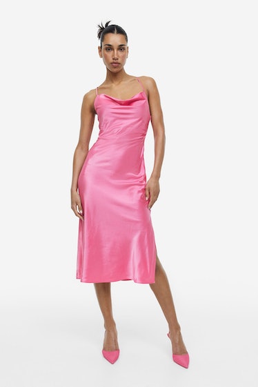 H&M Curvy Fit Draped Satin Dress